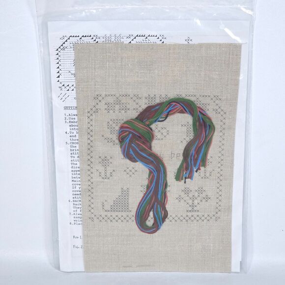 Country Stitching‎ Beginner Cross Stitch Kit 602 My Best 7x7 Printed Linen USA - Picture 2 of 10